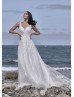 Beaded Ivory Lace Tulle Keyhole Back Enchanting Wedding Dress